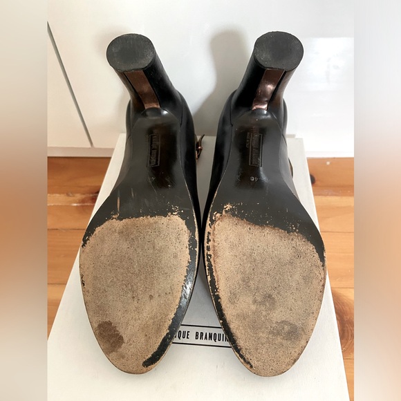 Veronique Branquinho T strap black leather heels with rose gold accent - Picture 4 of 7